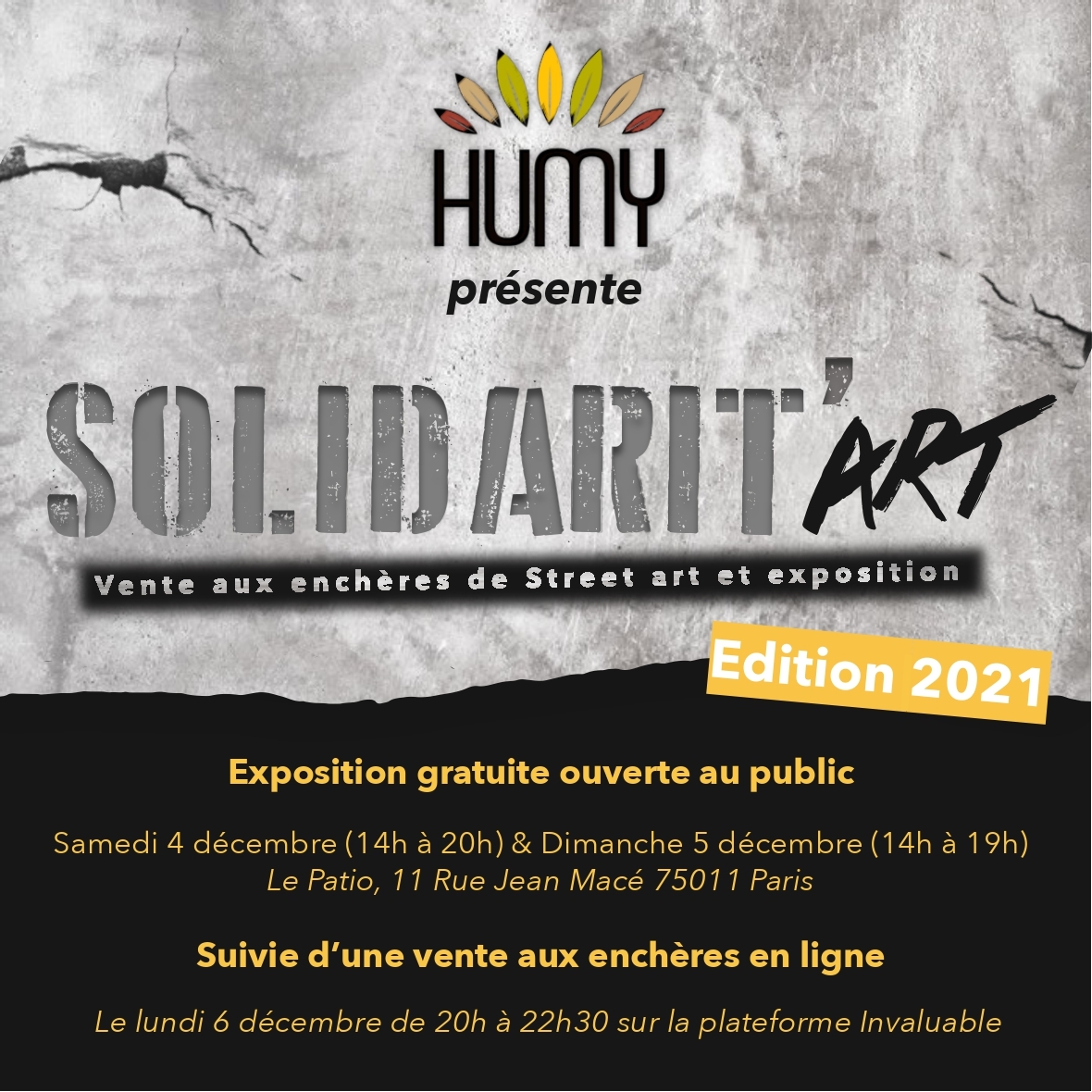 Carton d'invitation Solidarit'art Humy 2021